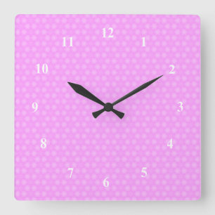 Pastel Lilac Purple White Star Repeating Pattern Square Wall Clock
