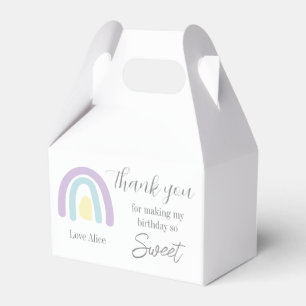 Pastel lilac rainbow 1st Birthday Thank you Favor Box