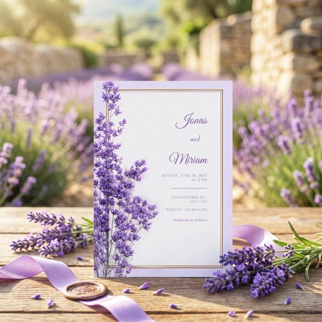 Pastel Lilac Romantic Gold Lavender Frame Invitation (Creator Uploaded)