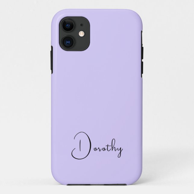 Pastel Lilac Solid Colour Minimalist Personalize Case-Mate iPhone Case (Back)