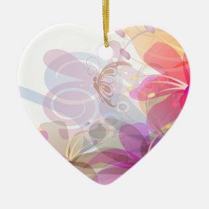 Pastel Lilies Wedding Ceramic Ornament