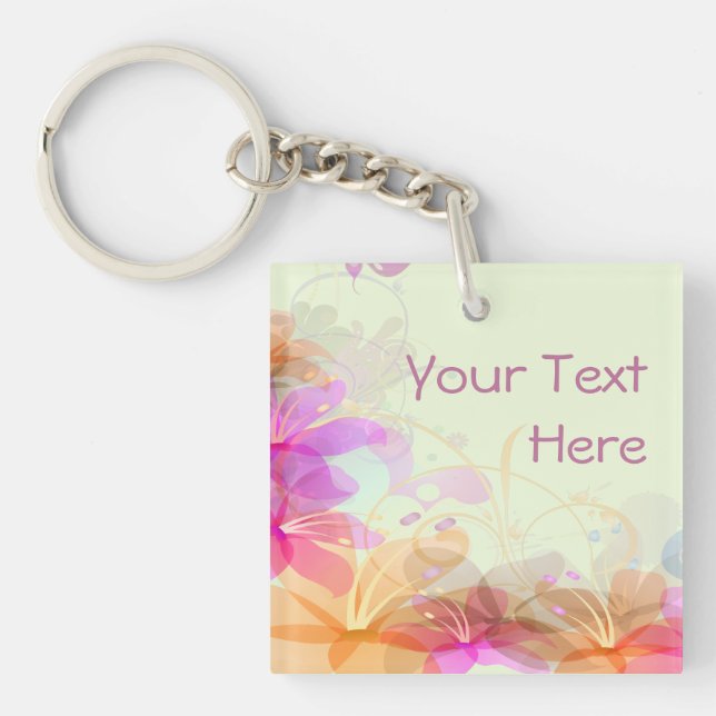Pastel Lilies Wedding Keychain (Front)