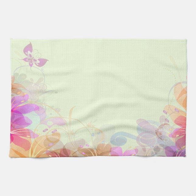 Pastel Lilies Wedding Kitchen Towel (Horizontal)