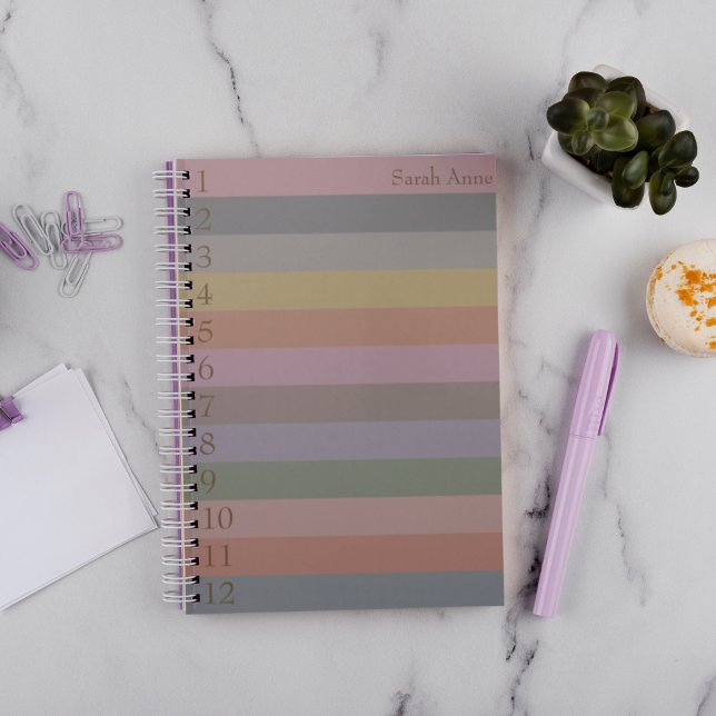 Pastel Lines with Large Gold Numbers Notebook (Creator Uploaded)