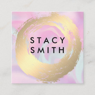 Pastel Liquid Background    Gold Brushed Square Business Card