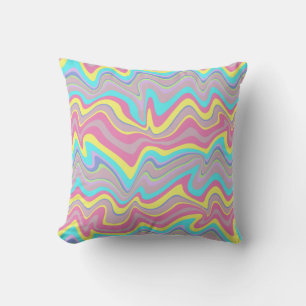 Pastel Liquify Waves Throw Pillow