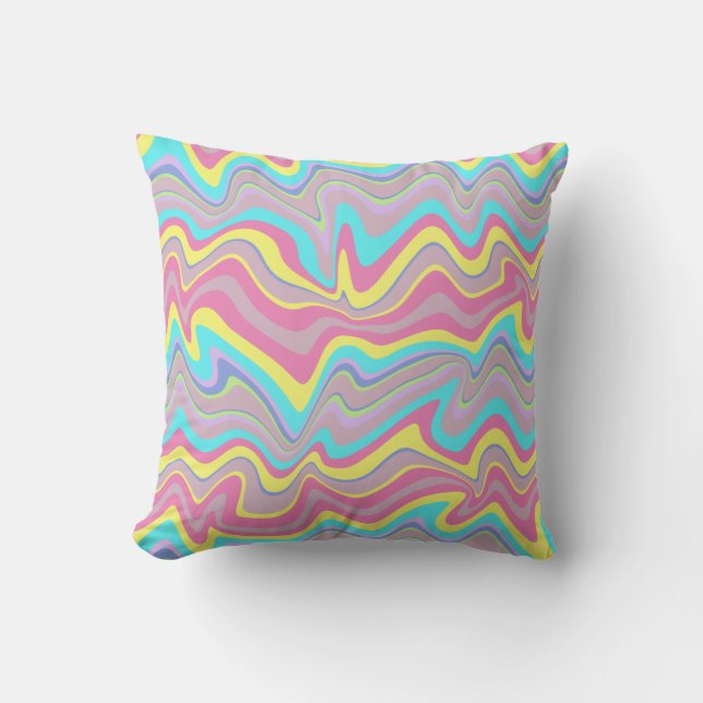 Pastel Liquify Waves Throw Pillow (Front)