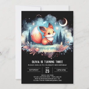Pastel Little Fox Birthday digital Invitation