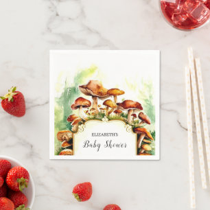 Pastel Little Mushroom Baby Shower Napkin