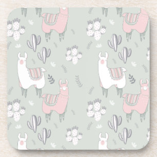 Pastel Llama Pattern Coaster