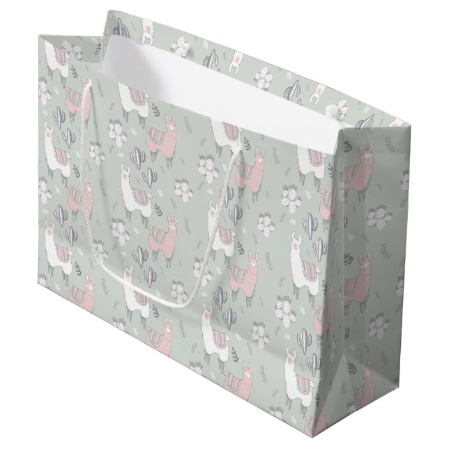 Pastel Llama Pattern Large Gift Bag (Front Angled)