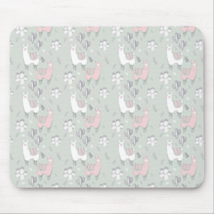 Pastel Llama Pattern Mouse Pad