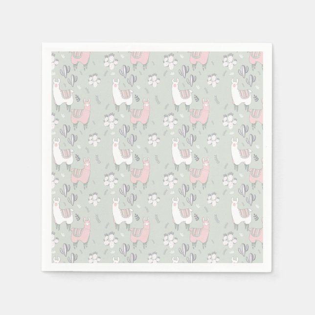 Pastel Llama Pattern Napkin (Front)