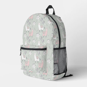 Pastel Llama Pattern Printed Backpack