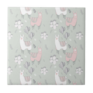 Pastel Llama Pattern Tile