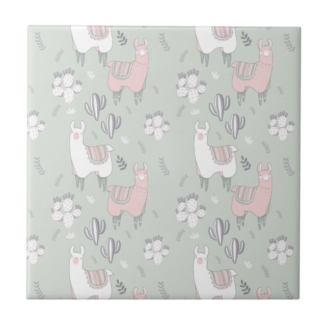 Pastel Llama Pattern Tile (Front)
