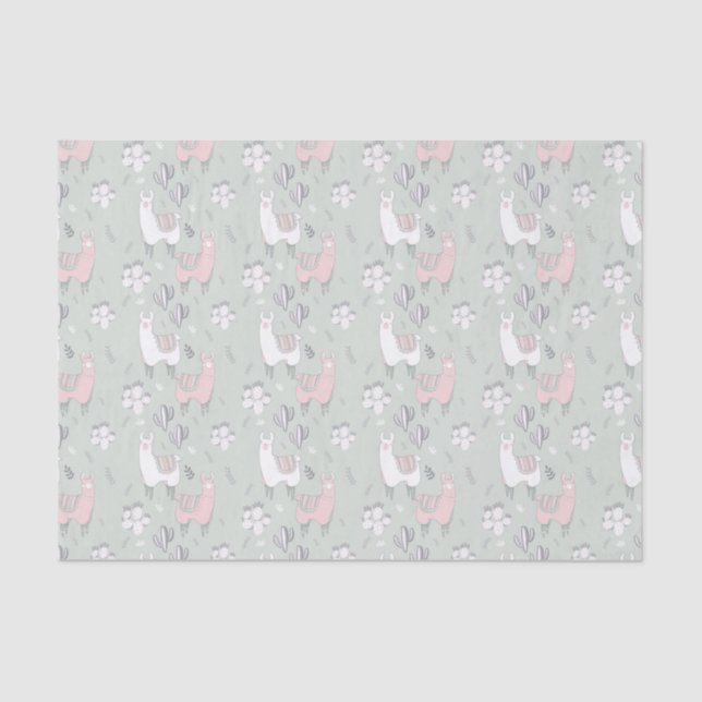 Pastel Llama Pattern Tissue Paper (Front)
