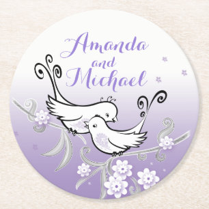 Pastel love birds custom wedding coaster