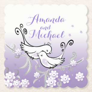 Pastel love birds custom wedding coaster