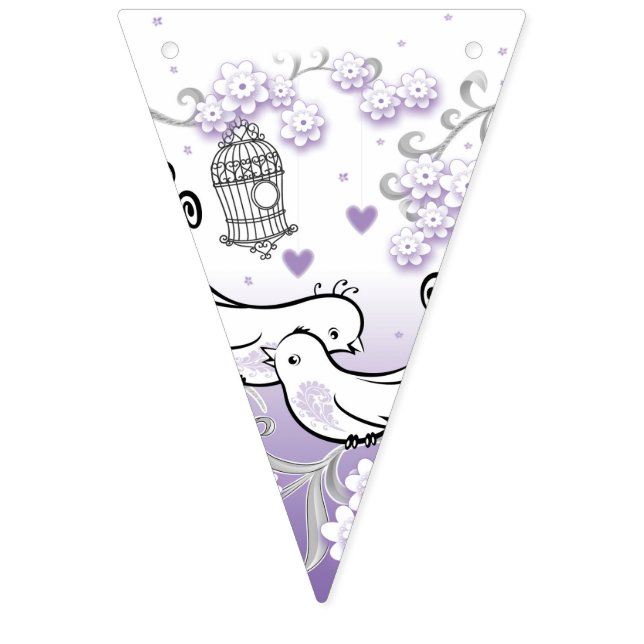 Pastel love birds wedding triangle bunting flags (First Flag)