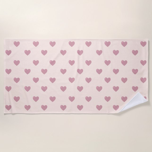 Pastel Love Hearts Beach Towel (Front)