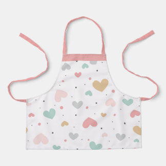 Pastel Love hearts colourful pattern  Apron