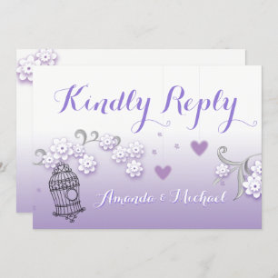 Pastel lovebirds wedding custom Kindly Reply card