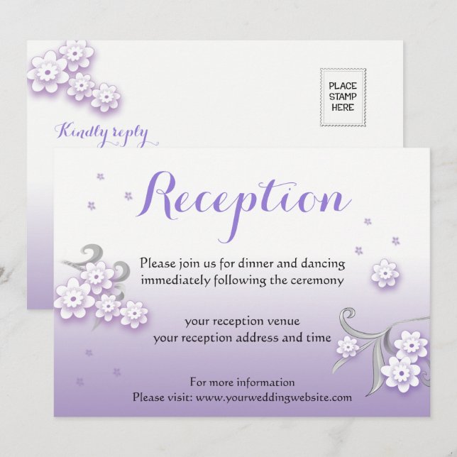 Pastel lovebirds wedding custom Reception card (Front/Back)