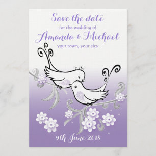 Pastel lovebirds wedding Save the Date postcard
