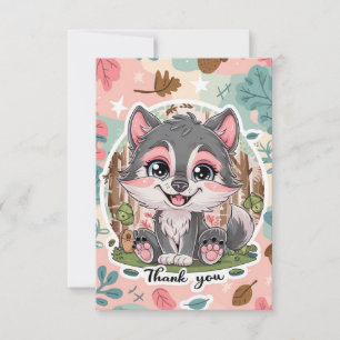 Pastel Lovely Wolf Thank You Card