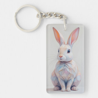 Pastel Low-Poly Bunny Keychain