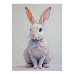 Pastel Low-Poly Bunny Poster