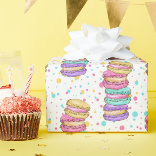 Pastel Macaron Birthday Wrapping Paper (Birthday Party)