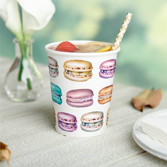 Pastel Macaron Cookie Themed Birthday Party Paper Cups (Insitu)