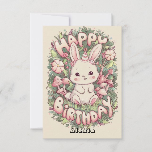 Pastel Magic Bunny Digital Birthday Card (Front)