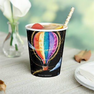 Pastel Magic Hot Air Balloon Birthday Paper Cups