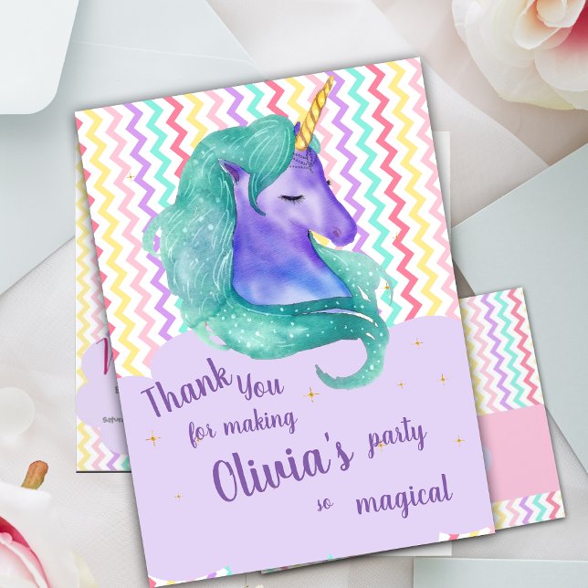 Pastel Magical Chevron Unicorn Birthday Thank you (Pastel Magical Chevron Unicorn Birthday Thank you)