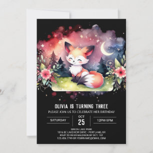 Pastel Magical Fox Birthday digital  Invitation