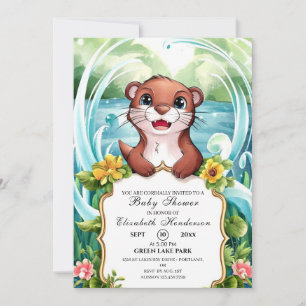 Pastel Magical Otter Baby Shower Invitation