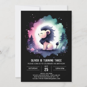 Pastel Majestic Lion Birthday Invitation