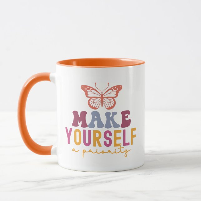 Pastel "Make Yourself a Priority" Self Care Mug (Left)