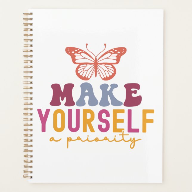 Pastel "Make Yourself a Priority" Self Care Planner (Front)