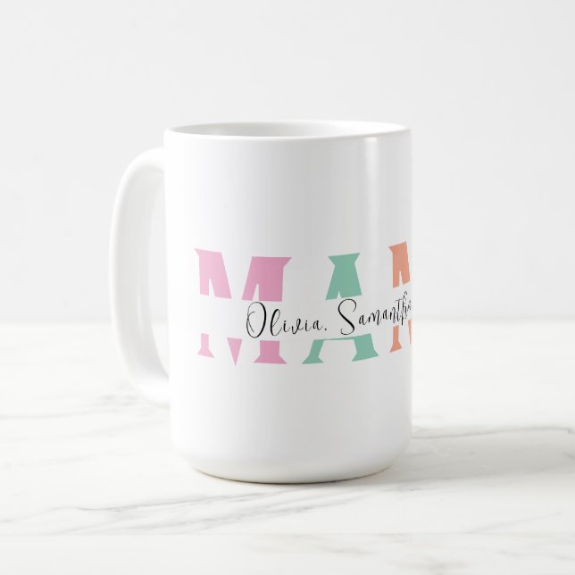 Pastel MAMA Mug avec nom personnalisé enfant (Devant gauche)