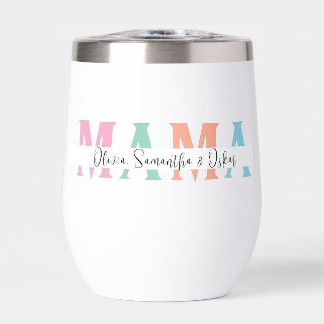 Pastel MAMA Personalized Water Bottle – Custom (Front)