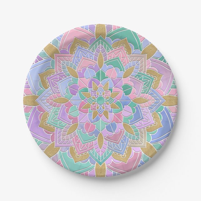 Pastel Mandala II  Paper Plate (Front)