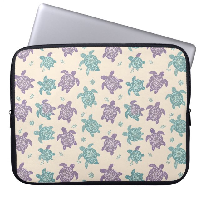 Pastel Mandala Turtle Pattern Laptop Sleeve (Front)