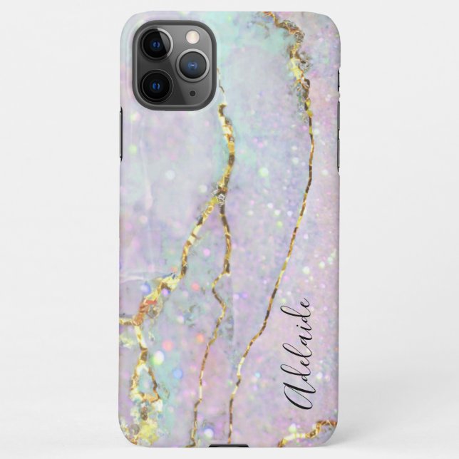 pastel marble art glitter iPhone case (Back)