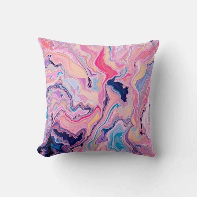  Pastel Marble Dream Throw Pillow (Front)