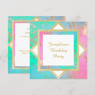 PASTEL MARBLE GOLD BIRTHDAY  LAYERED CUSTOM INVITATION