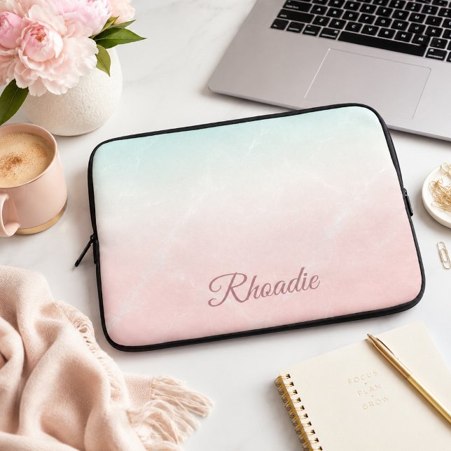 Pastel Marble Personalized  Laptop Sleeve (Creator Uploaded)